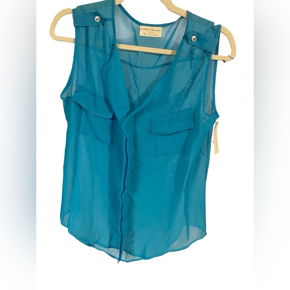 Bobbie Brooks Teal Sheer Sleeveless Blouse